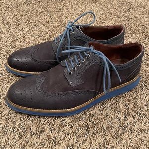 Donald J. Pliner Blue Leather Wingtip Dress Shoes